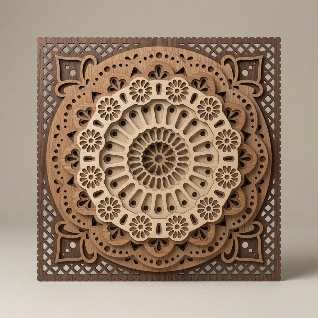 Mandala 5 Layer Wall Design - Laser Friendly - Digital File - SVG - Layered Designs