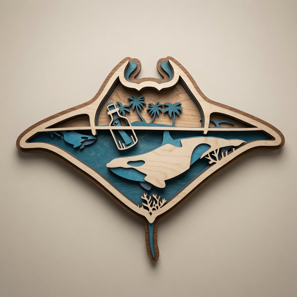 Manta Ray - Ocean- Layered Nature Design - Digital File - SVG - Digital