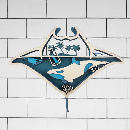 Manta Ray - Ocean- Nature Layered Design - Digital File Digital My Custom Designs