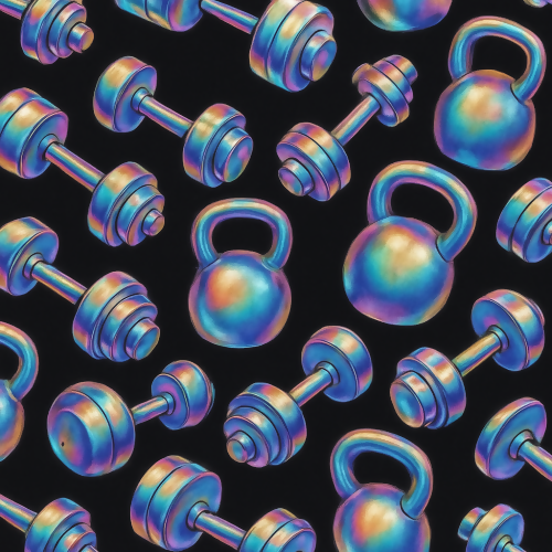 Sports and Active Lifestyle - Gym Dumbbells And Kettlebells With Rainbow Shine - Pattern - Digital File Digital My Custom Designs PDF