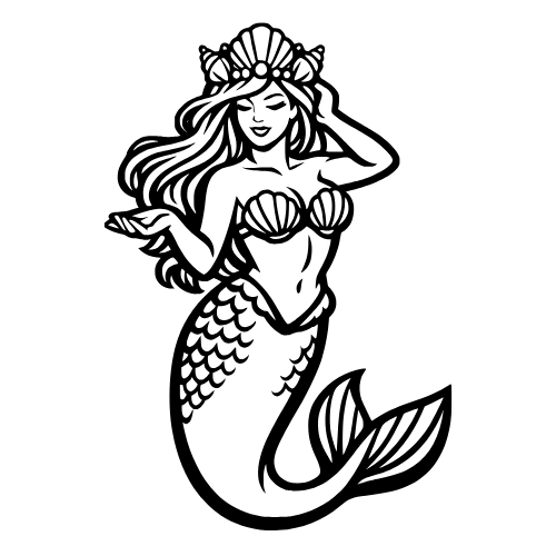 Mermaid with Seashell Crown - Vector Graphics - Digital File Digital My Custom Designs PDF