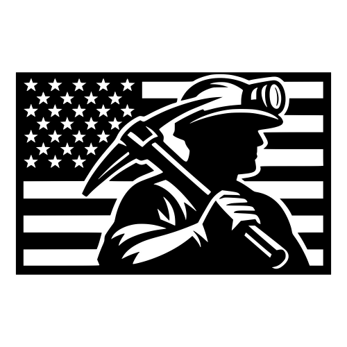 Miner and USA Flag - Vector Graphics - Digital File Digital My Custom Designs PDF