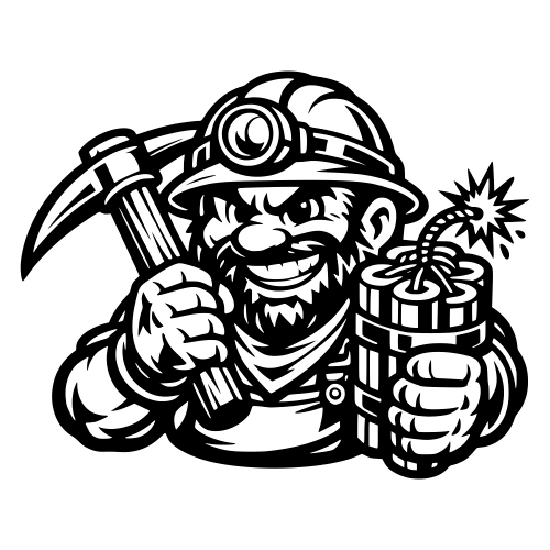 Miner with Dynamite Cartoon Outline - Vector Graphics - Digital File Digital My Custom Designs PDF