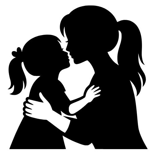 Mom and Daughter Silhouette - Digital File - XCS Friendly Digital My Custom Designs PDF