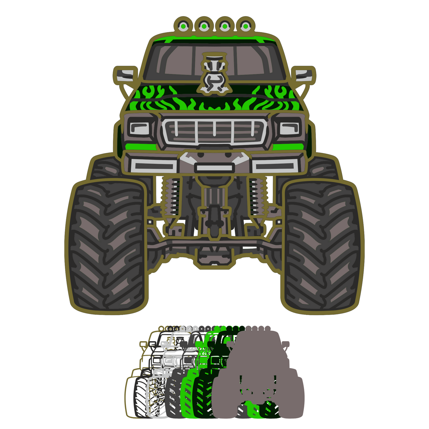 Monster Truck - Layered Line Designs - Digital File - ZIP File - Digital