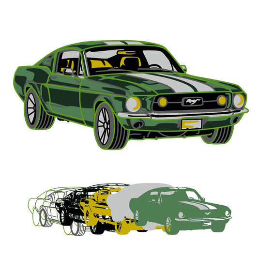 Mustang - Layered Line Designs - Vehicle - Digital File Digital My Custom Designs ZIP File