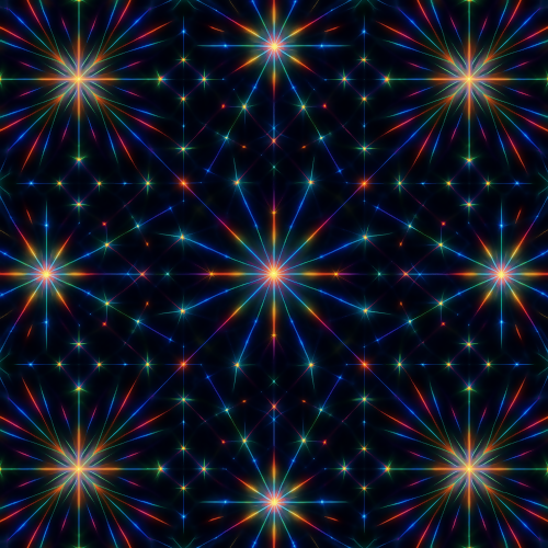 Futuristic and Sci-Fi- Laser Starbursts Forming Kaleidoscopic Constellations - Pattern - Digital File Digital My Custom Designs PDF