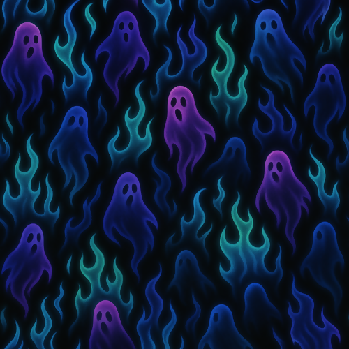 Fantasy and Myth - Neon Ghost Flames And Spectral Silhouettes - Pattern - Digital File Digital My Custom Designs PDF