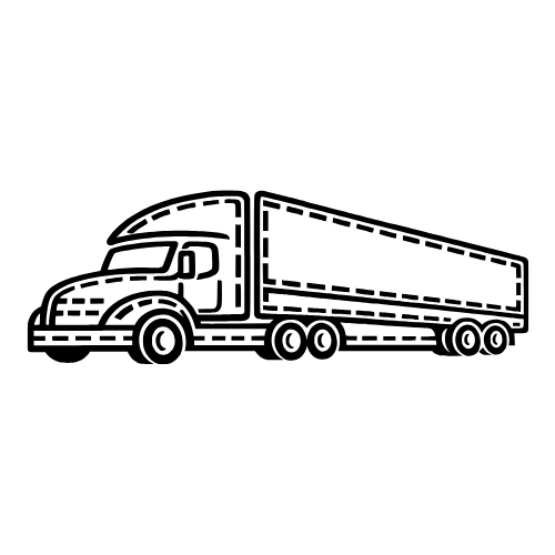 Truck Formed Entirely From Road Lines Outline - Vector Graphics - Digital File