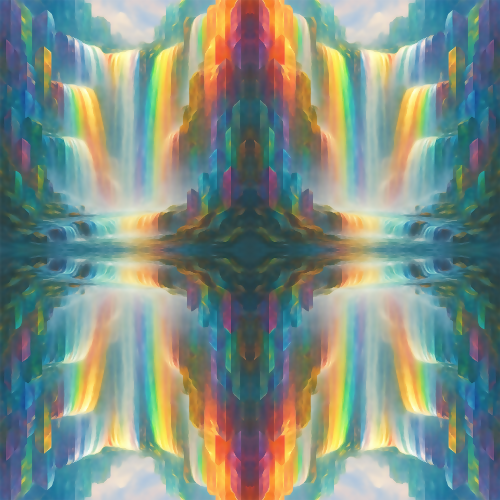 Nature and Landscape - Rainbow Waterfalls Cascading Through Crystal Cliffs - Pattern - Digital File Digital My Custom Designs PDF