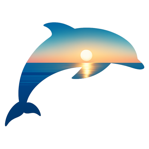 Nature & Outdoors - Dolphin with Sunrise Reflection - T Shirt Design - Digital File Digital My Custom Designs 300 DPI PNG
