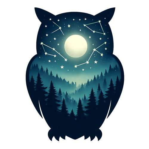 Nature & Outdoors - Midnight Forest Owl - T Shirt Design - Digital File Digital My Custom Designs 300 DPI PNG