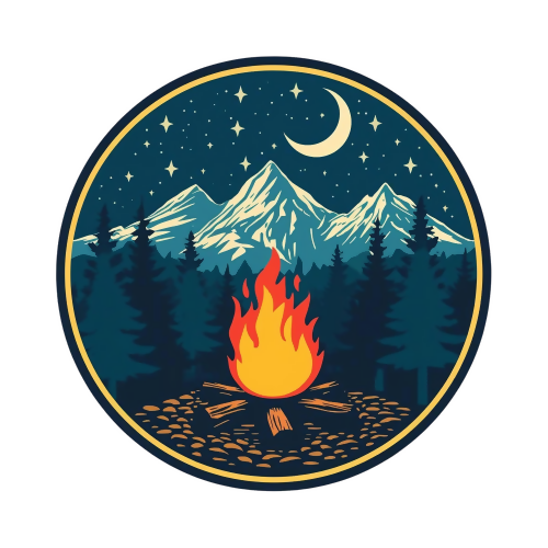 Nature & Outdoors - Night Camp Badge - T Shirt Design - Digital File Digital My Custom Designs 300 DPI PNG