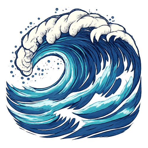 Nature & Outdoors - Powerful Ocean Wave in Motion - T Shirt Design - Digital File Digital My Custom Designs 300 DPI PNG
