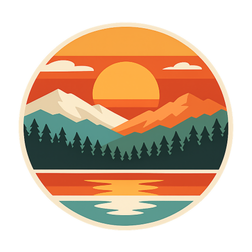 Nature & Outdoors- Retro sunset over mountain landscape - T Shirt Designs - Digital File Digital My Custom Designs 300 DPI PNG