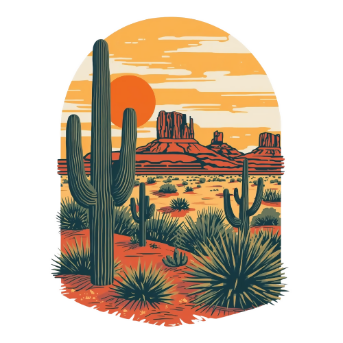 Nature & Outdoors - Saguaro Sunset - T Shirt Design - Digital File Digital My Custom Designs 300 DPI PNG
