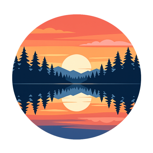 Nature & Outdoors - Serene Sunset Over a Tranquil Lake - T Shirt Designs - Digital File Digital My Custom Designs 300 DPI PNG