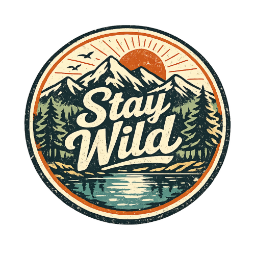 Nature & Outdoors -Stay Wild Retro Design - T Shirt Designs - Digital File Digital My Custom Designs 300 DPI PNG