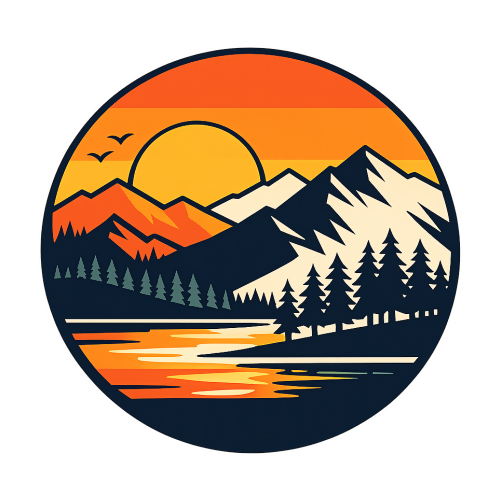 Nature & Outdoors -Sunset Over Mountains and Lake - T Shirt Designs - Digital File Digital My Custom Designs 300 DPI PNG