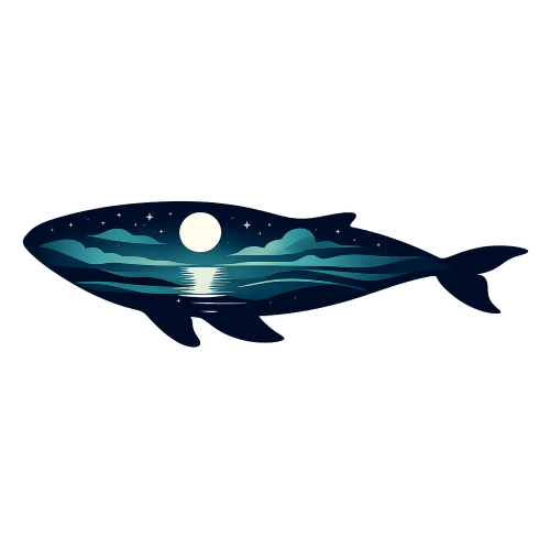 Nature & Outdoors - Whale Moonlit Sky - T Shirt Design - Digital File Digital My Custom Designs 300 DPI PNG
