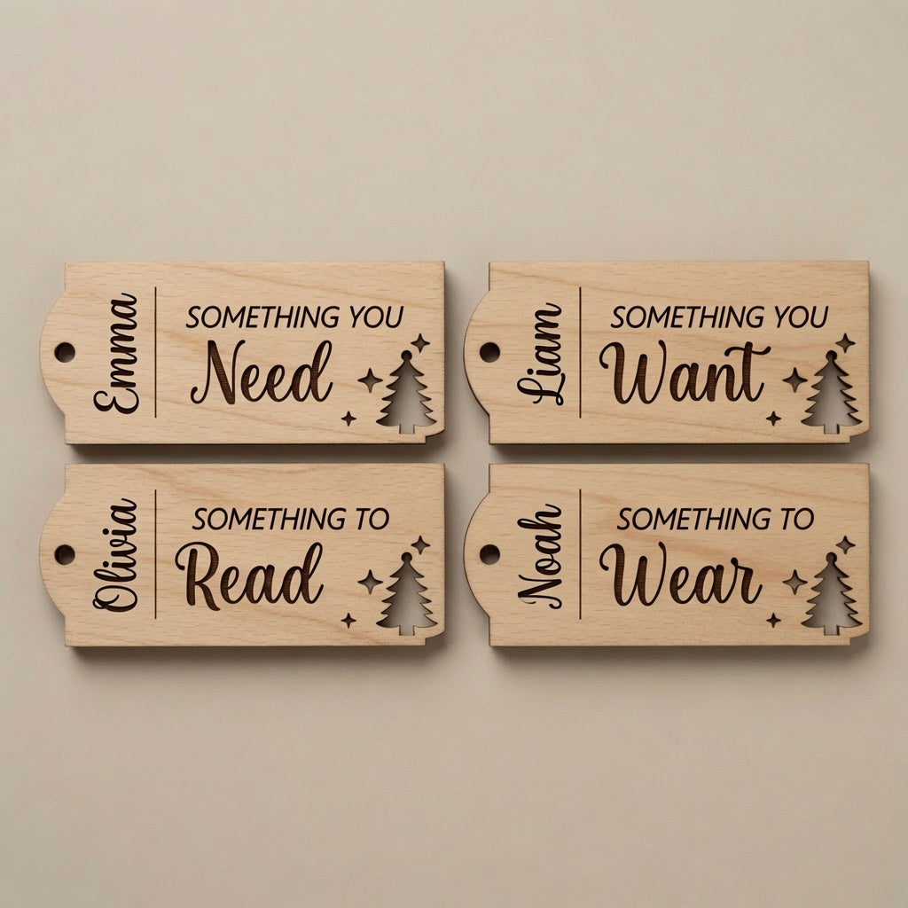 Need Want Read Wear Gift Tags Christmas Trees w/ Nameplate - Digital File - SVG - Digital