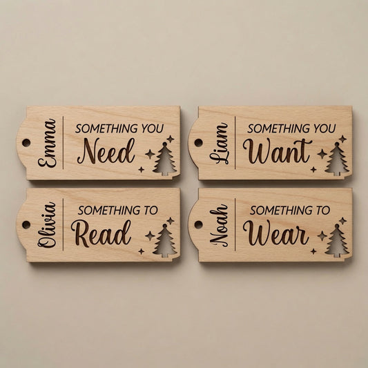 Need Want Read Wear Gift Tags Christmas Trees w/ Nameplate - Digital File - SVG - Digital
