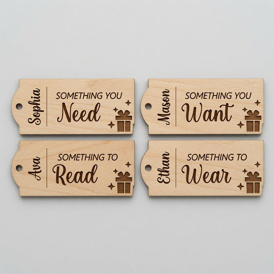 Need Want Read Wear Gift Tags Giftbox w/ Nameplate Bells - Digital File - SVG - Digital
