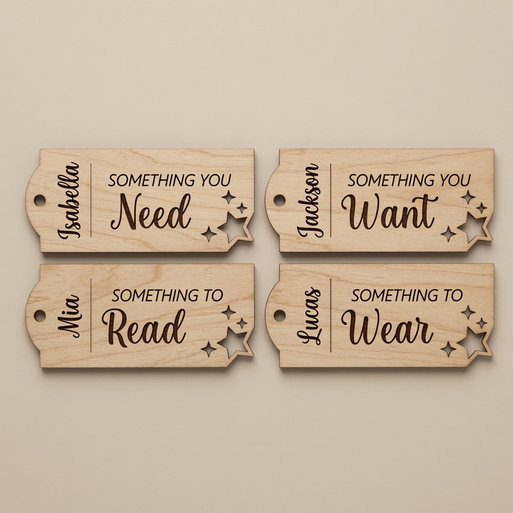 Need Want Read Wear Gift Tags w/ Nameplate Stars - Digital File - SVG - Digital