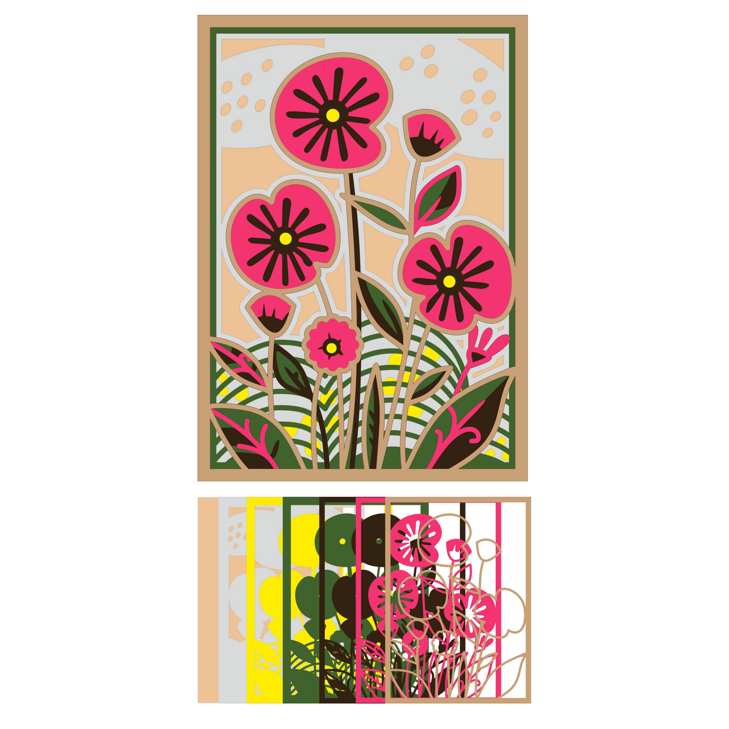 Flower 18 - Layered Line Design - Nature - Digital File Digital My Custom Designs ZIP File