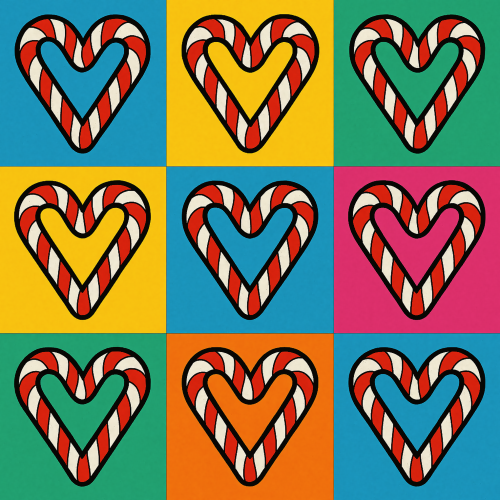Holiday and Seasonal - Pop Art Candy Cane Hearts - Pattern - Digital File Digital My Custom Designs PDF