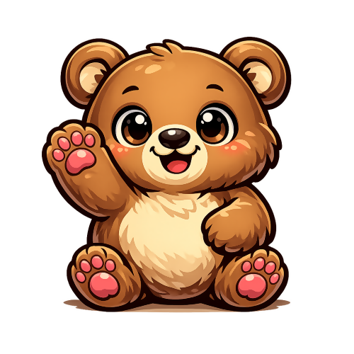 Humor & Whimsy - Friendly Waving Bear Mascot - T Shirt Designs - Digital File Digital My Custom Designs 300 DPI PNG