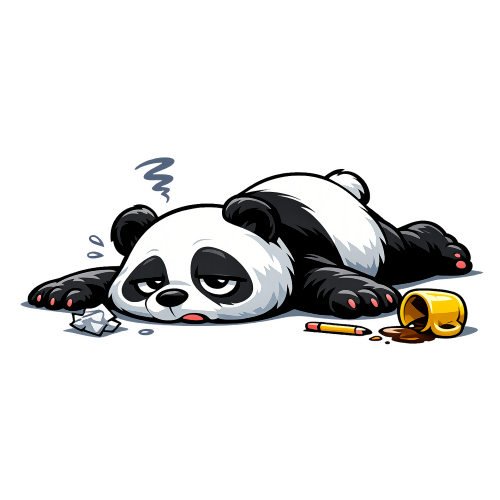 Humor & Whimsy - Tired Panda - T Shirt Designs - Digital File Digital My Custom Designs 300 DPI PNG