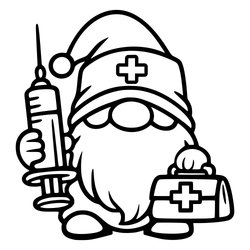 Nurse Gnome with Syringe - Digital File - XCS Friendly Digital My Custom Designs PDF
