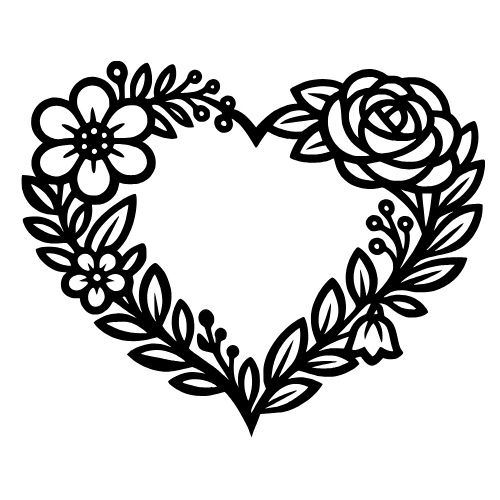 Floral Heart Outline - Digital File - XCS Friendly