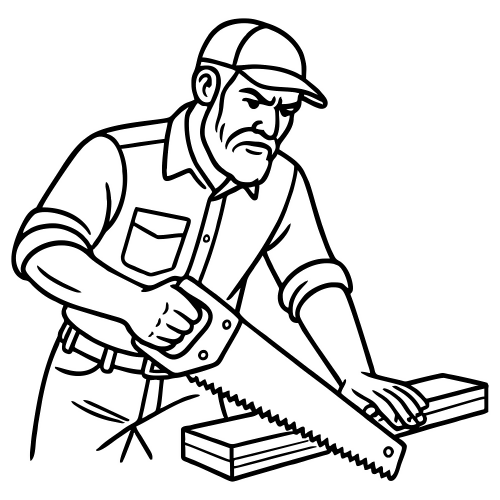 Carpenter With Saw - Digital File - XCS Friendly Digital My Custom Designs PDF