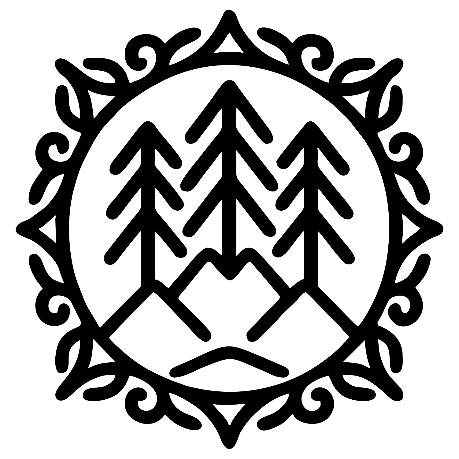 Forest Mandala Sketch - Digital File - XCS Friendly Tumbler My Custom Designs PNG