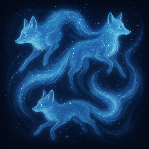 Fantasy and Myth - Astral Fox Spirits With Shimmering Trails - Pattern - Digital File Digital My Custom Designs PDF