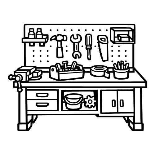 Cartoon Workbench Sketch - Vector Graphics - Digital File Digital My Custom Designs PDF