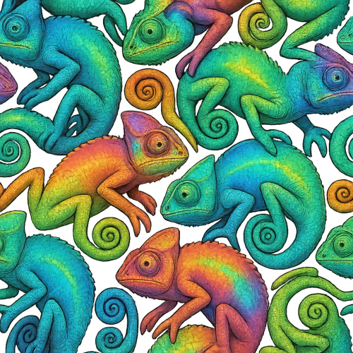 Animal and Wildlife - Chameleon Tessellation With Color Shifting Skin - Pattern - Digital File Digital My Custom Designs PDF