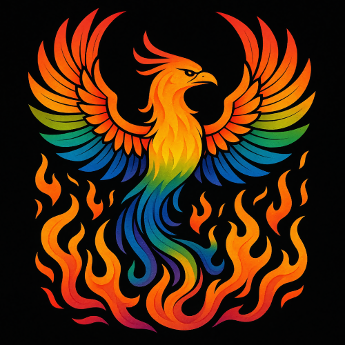 Fantasy and Myth - Stylized Phoenix Flames In Rainbow Gradients - Pattern - Digital File Digital My Custom Designs PDF