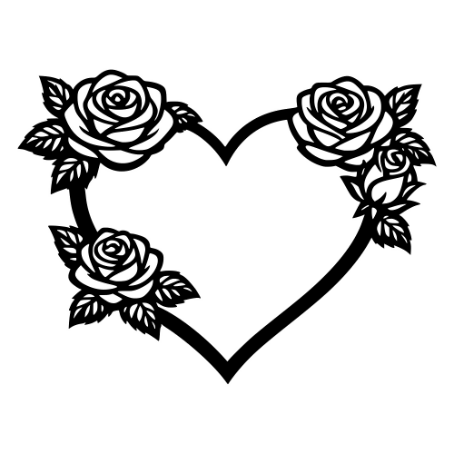 Heart Surrounded by Delicate Roses - Vector Graphics - Digital File Digital My Custom Designs PDF