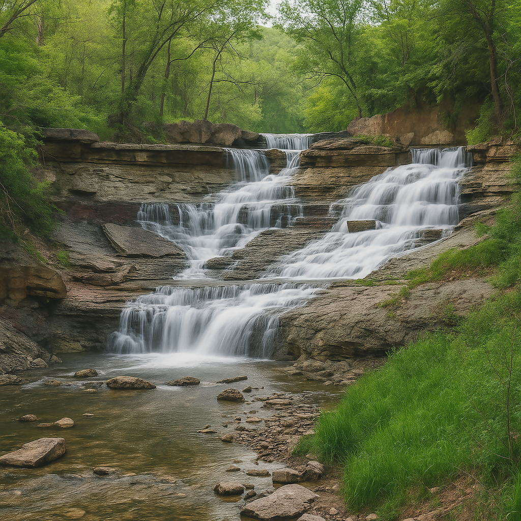 Prather Creek Falls - Chase State Fishing Lake and Wildlife Area - Kansas United States - Rendered - Digital File Digital My Custom Designs PDF