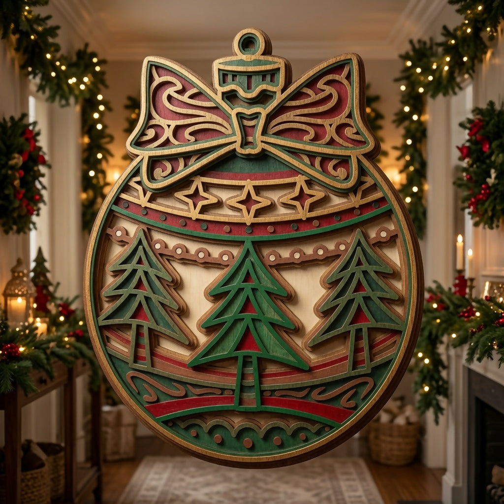 Ornament Tree Design - Christmas - Layered Line Design - Digital file - ZIP File - Digital