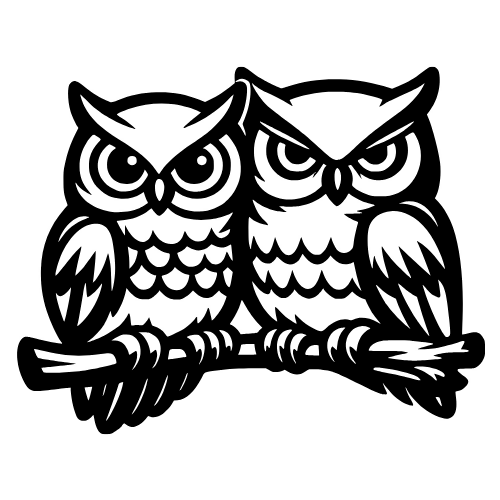 Owls Perched Outline - Digital File - XCS Friendly Digital My Custom Designs PDF