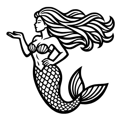 Mermaid Hair Flowing - Vector Graphics - Digital File Digital My Custom Designs PDF