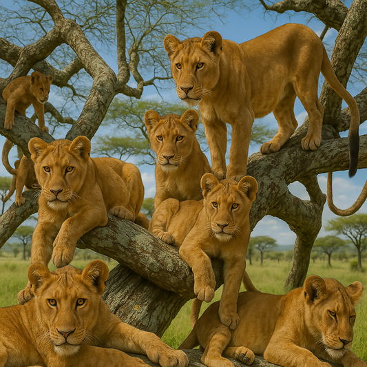 Tree-Climbing Lions - Lake Manyara Tanzania - Africa - Rendered - Digital File Digital My Custom Designs PDF