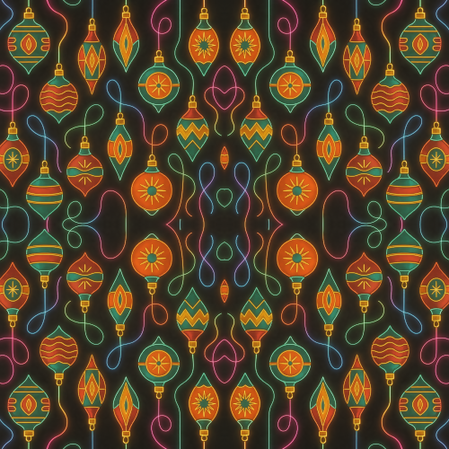 Holiday and Seasonal - Retro Ornament Baubles With Neon Wires - Pattern - Digital File Digital My Custom Designs PDF