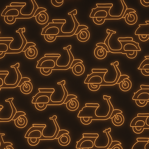 Vintage and Retro - Retro Scooter Silhouettes With Glowing Outlines - Pattern - Digital File