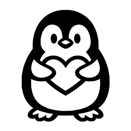 Penguin Holding a Heart Outline - Digital File - XCS Friendly Digital My Custom Designs PDF
