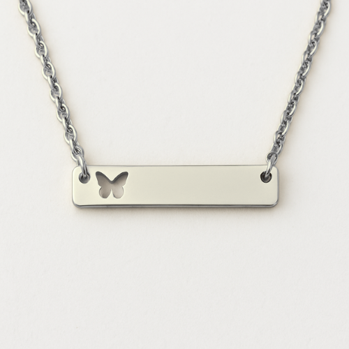 Personalized Butterfly Bar Blank Pendant Necklace Jewelry My Custom Designs